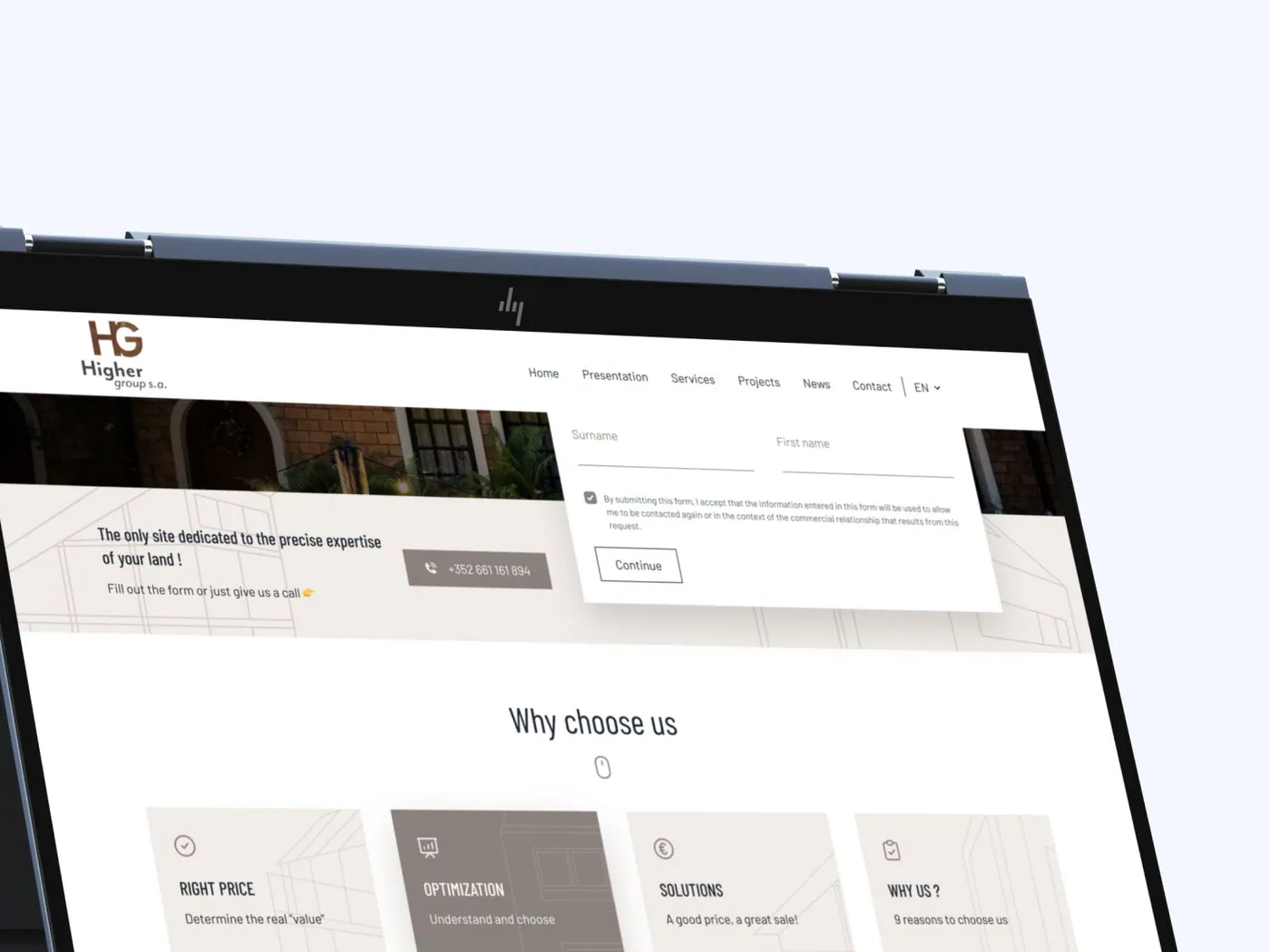 Highergroup-Webseite