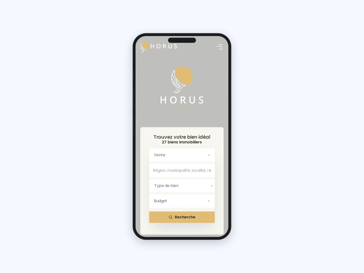Ansicht 1 der Website Horus Immobilier