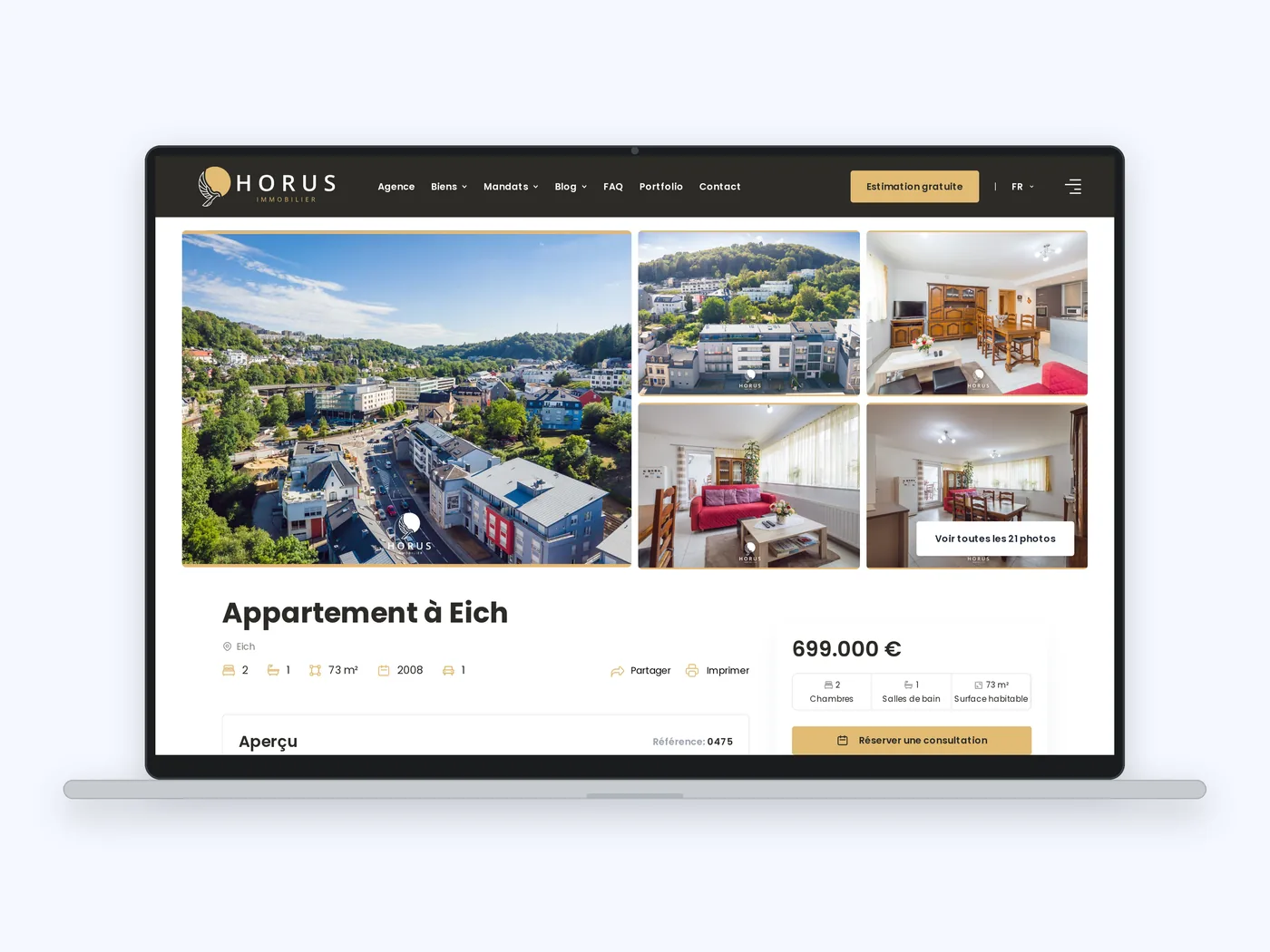 Ansicht 2 der Website Horus Immobilier