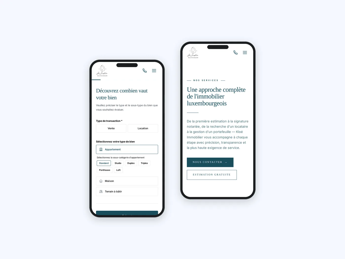 Ansicht 3 der Website Kloé Immobilier