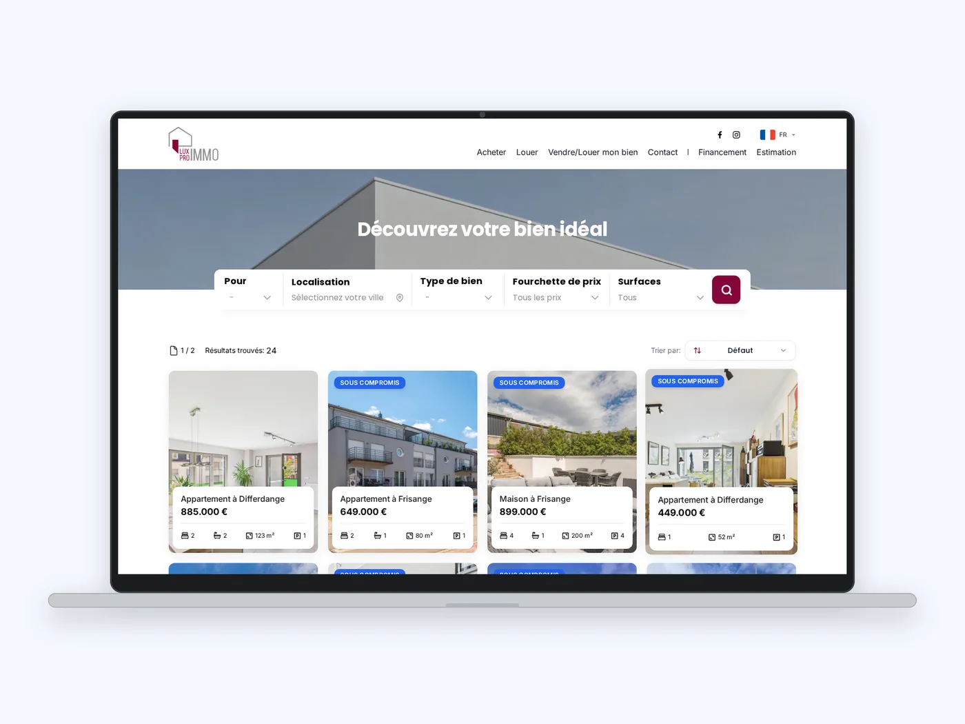 Ansicht 1 der Website Lux-Pro-Immo