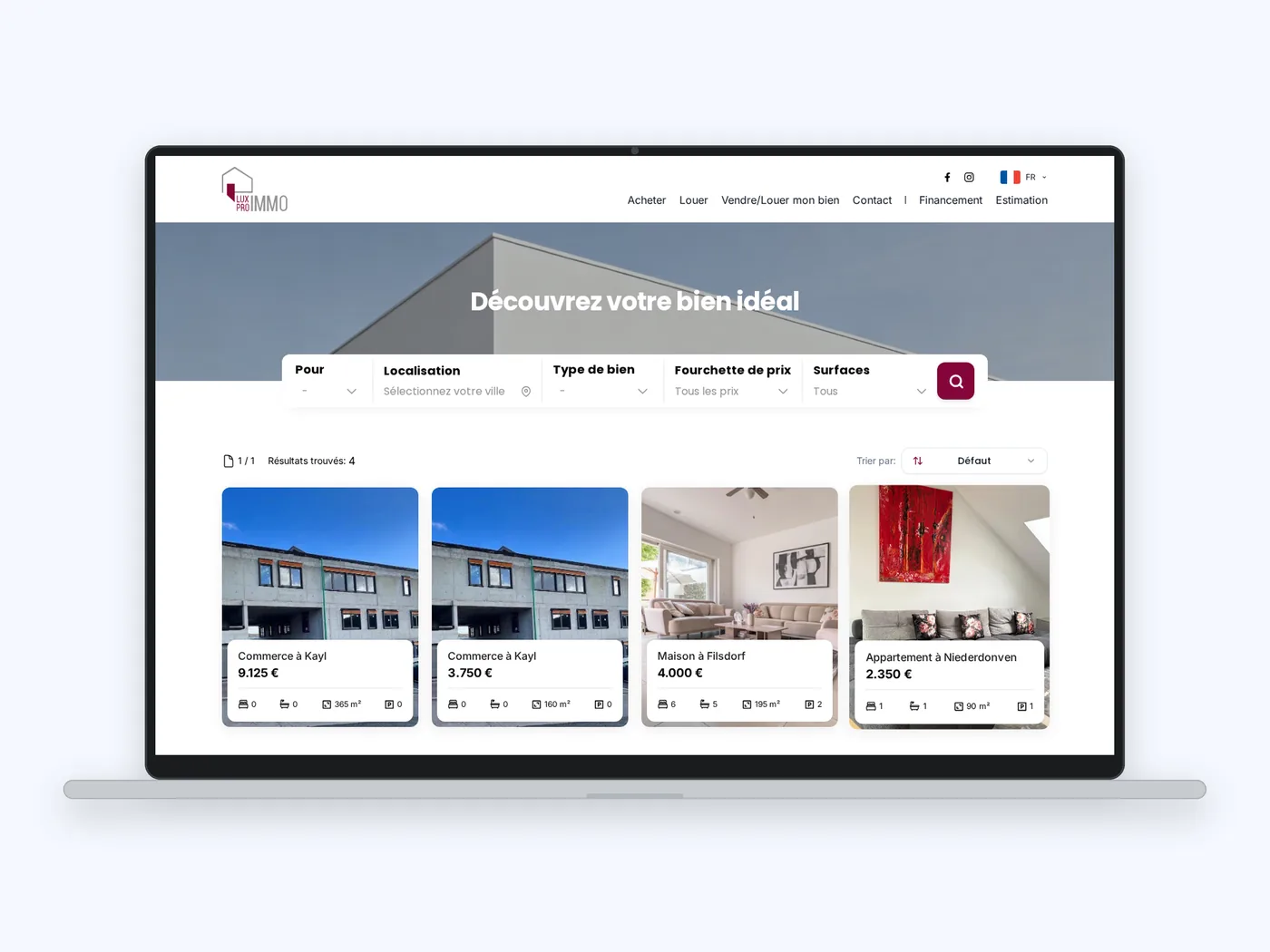 Ansicht 2 der Website Lux-Pro-Immo