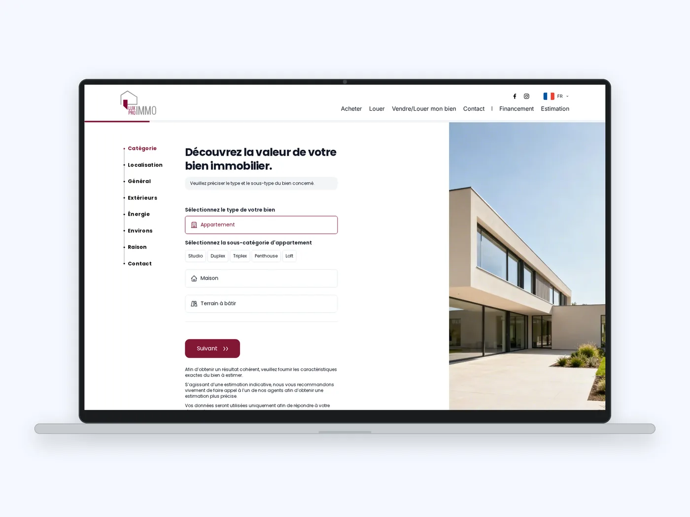 Ansicht 3 der Website Lux-Pro-Immo