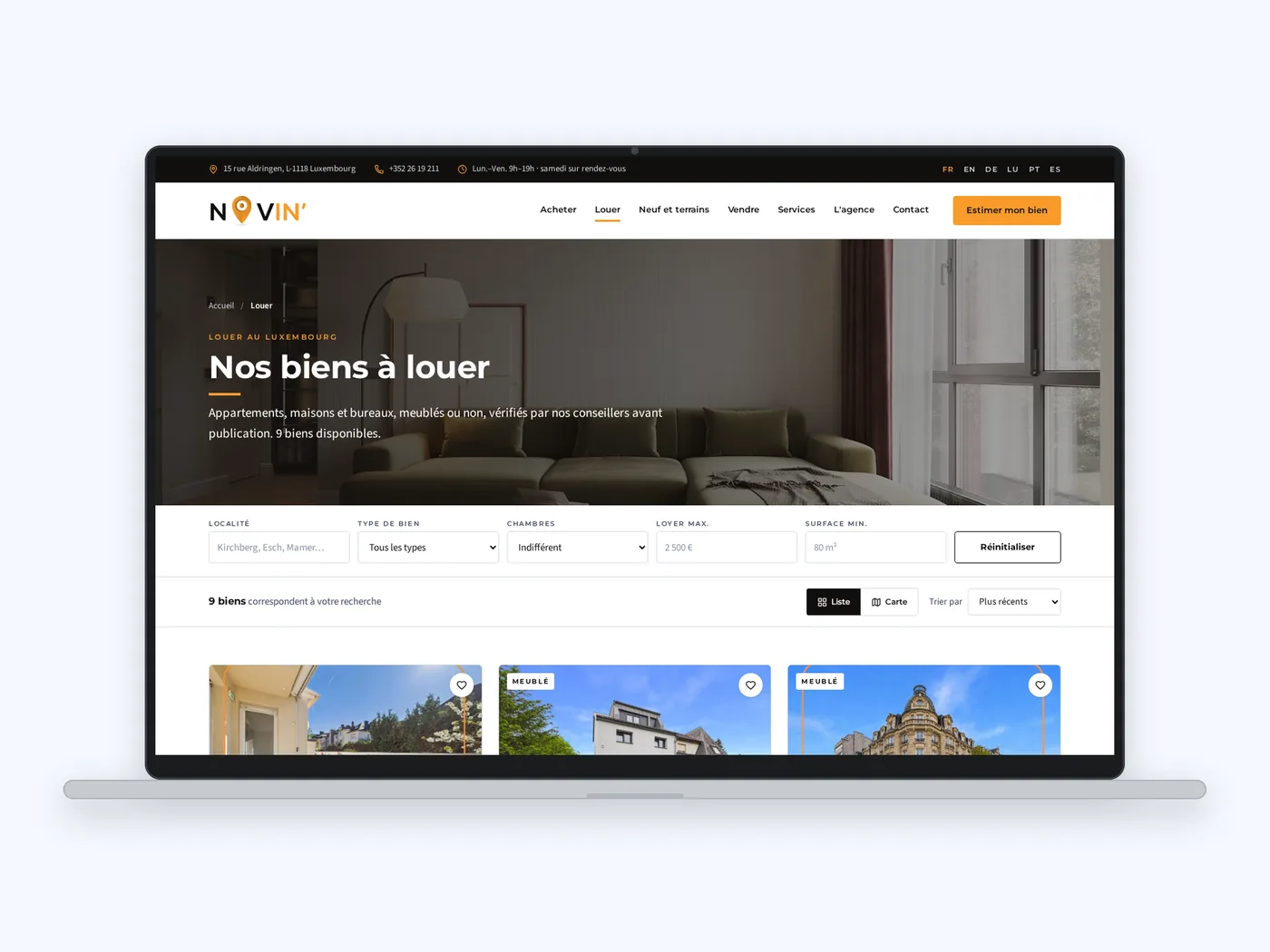 Novin' Real Estate website screen 2