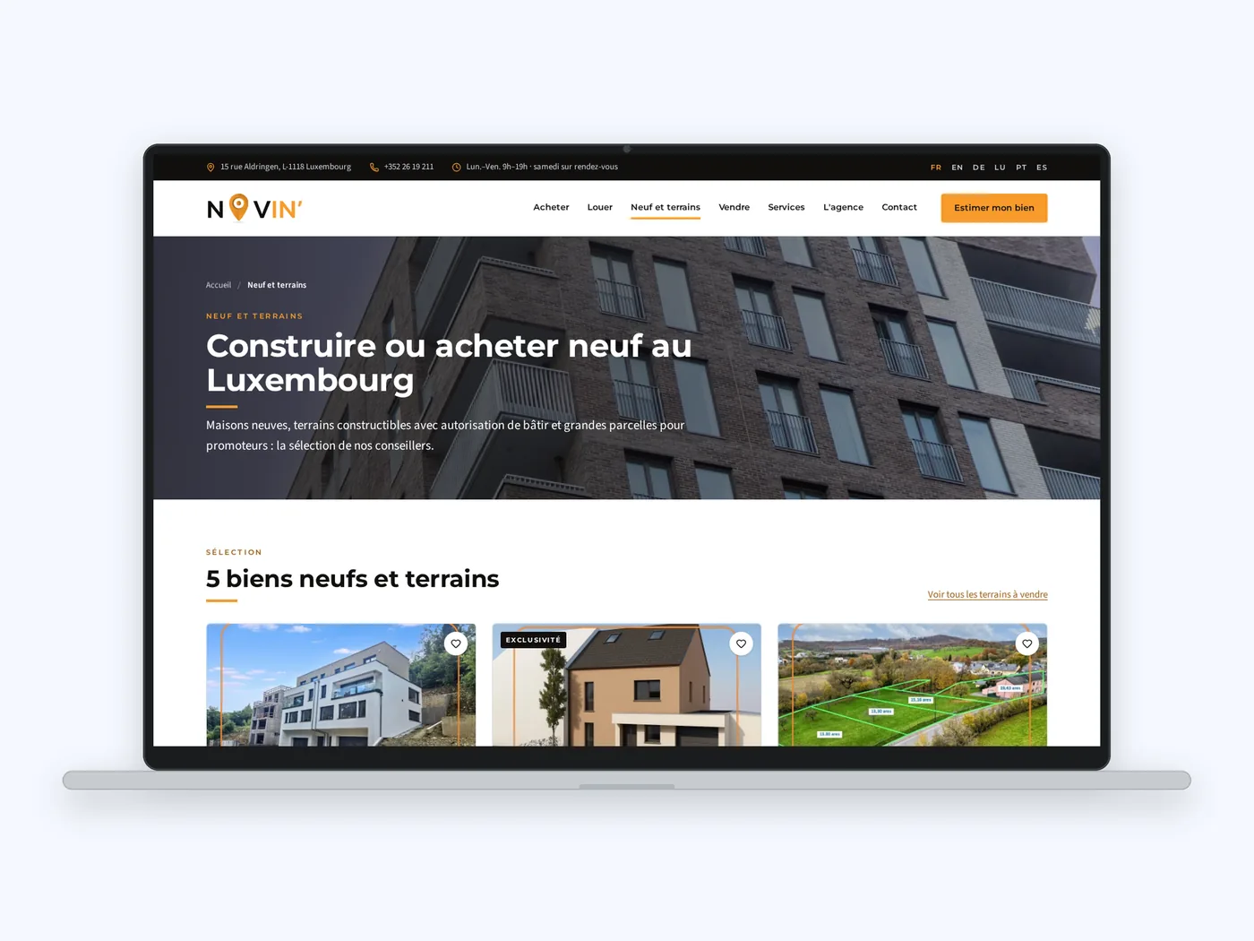 Novin' Real Estate website screen 3