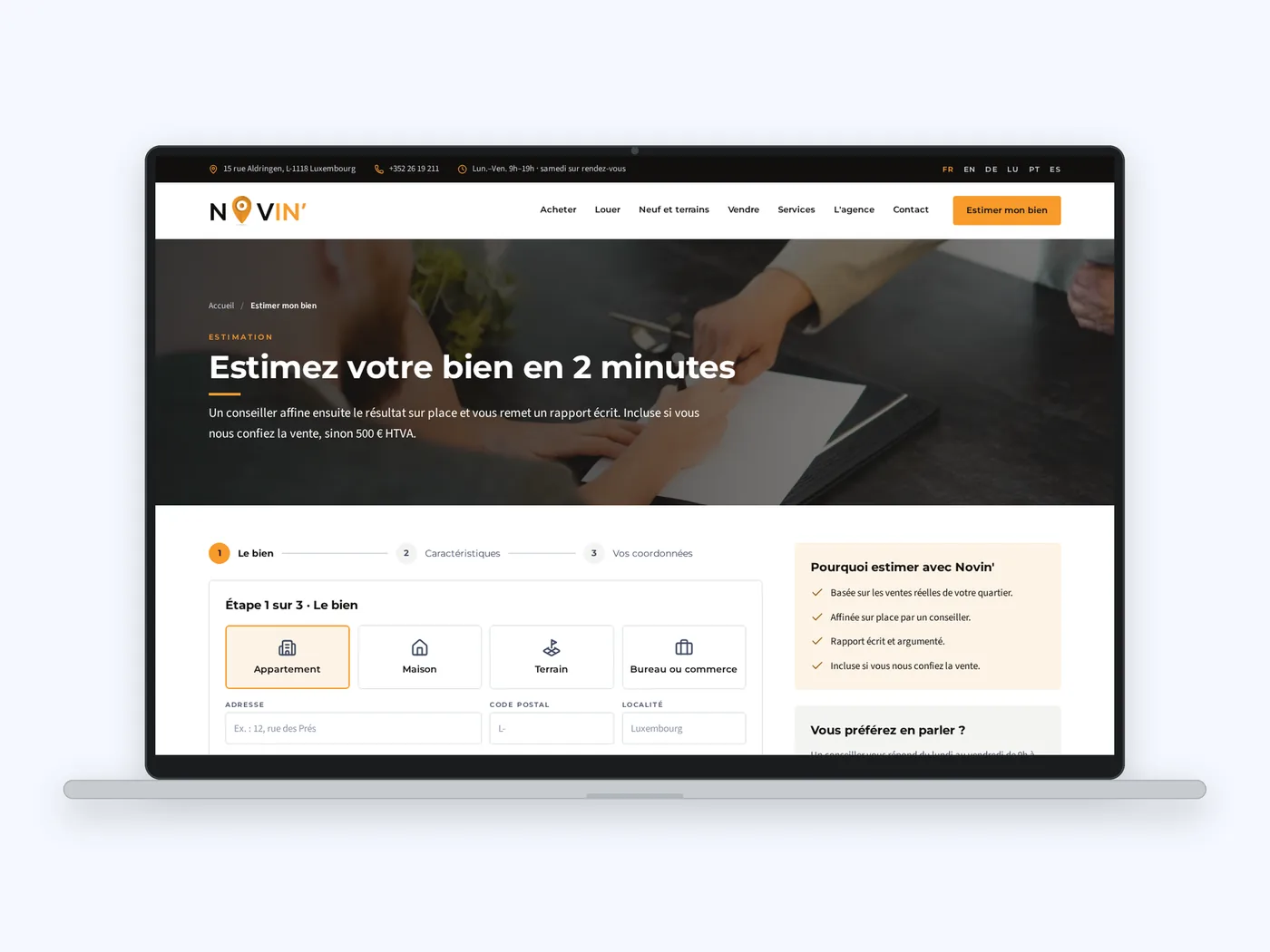 Novin' Real Estate website screen 4