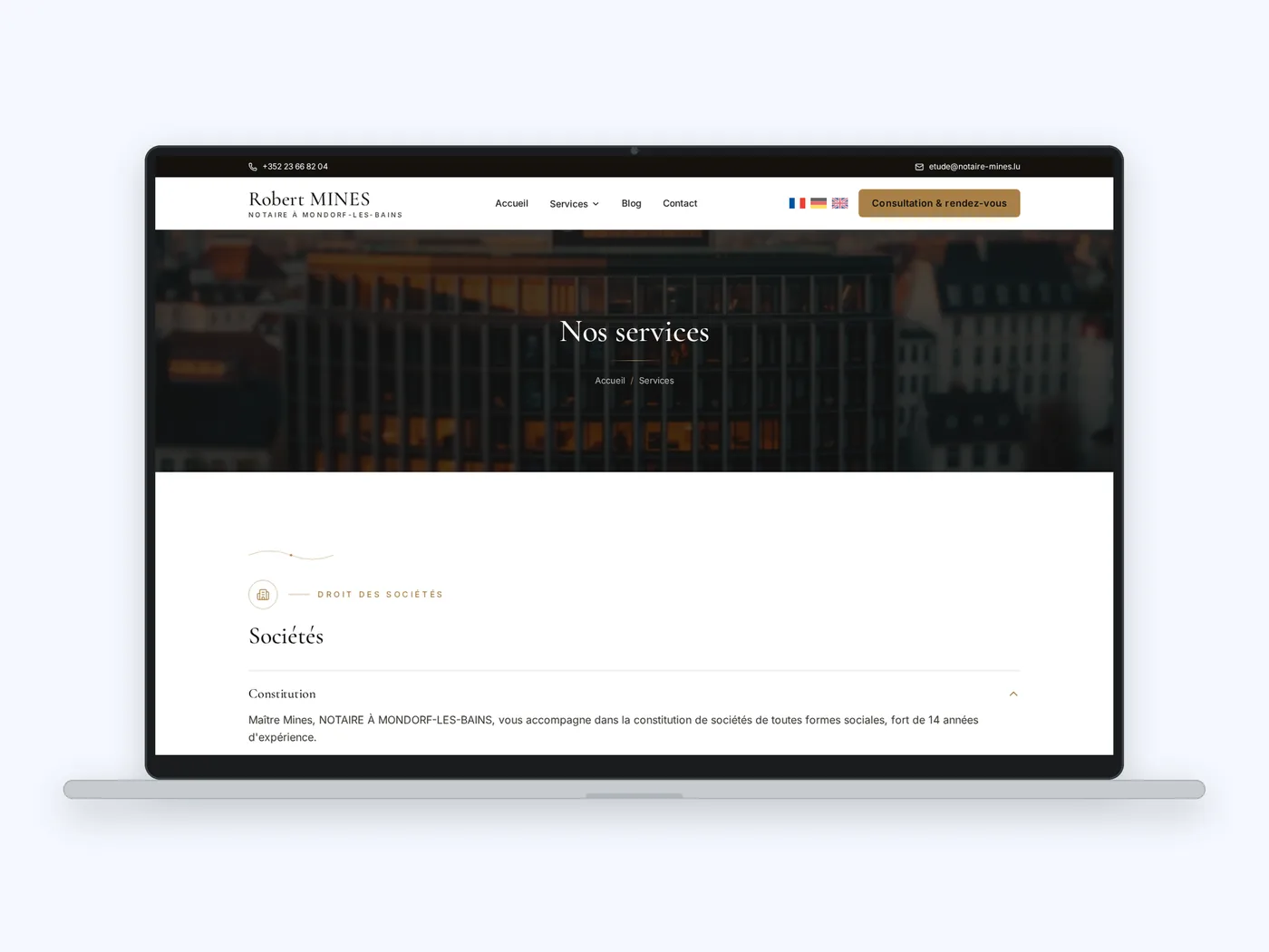 Notary Robert Mines website screen 1