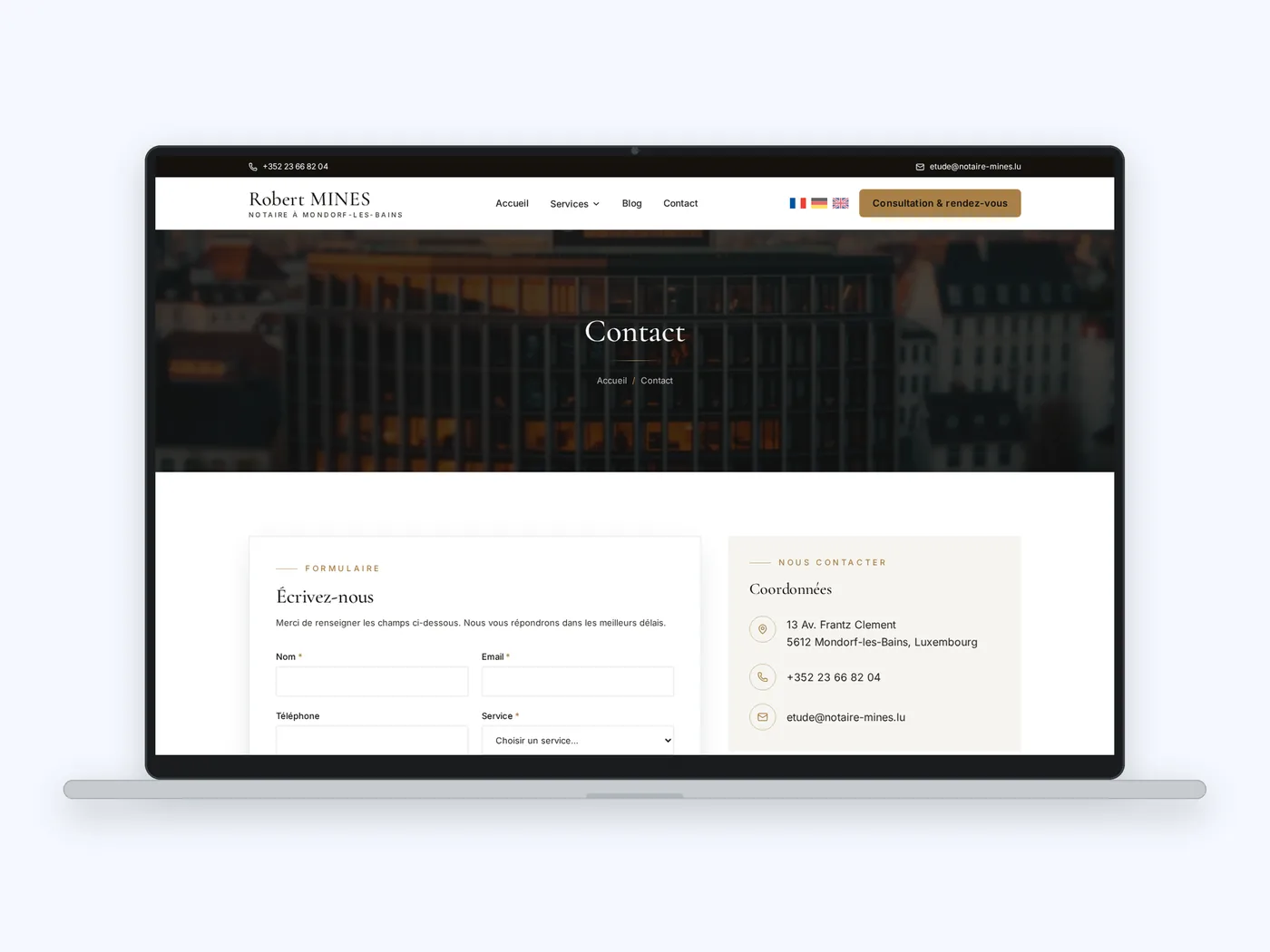 Notary Robert Mines website screen 2