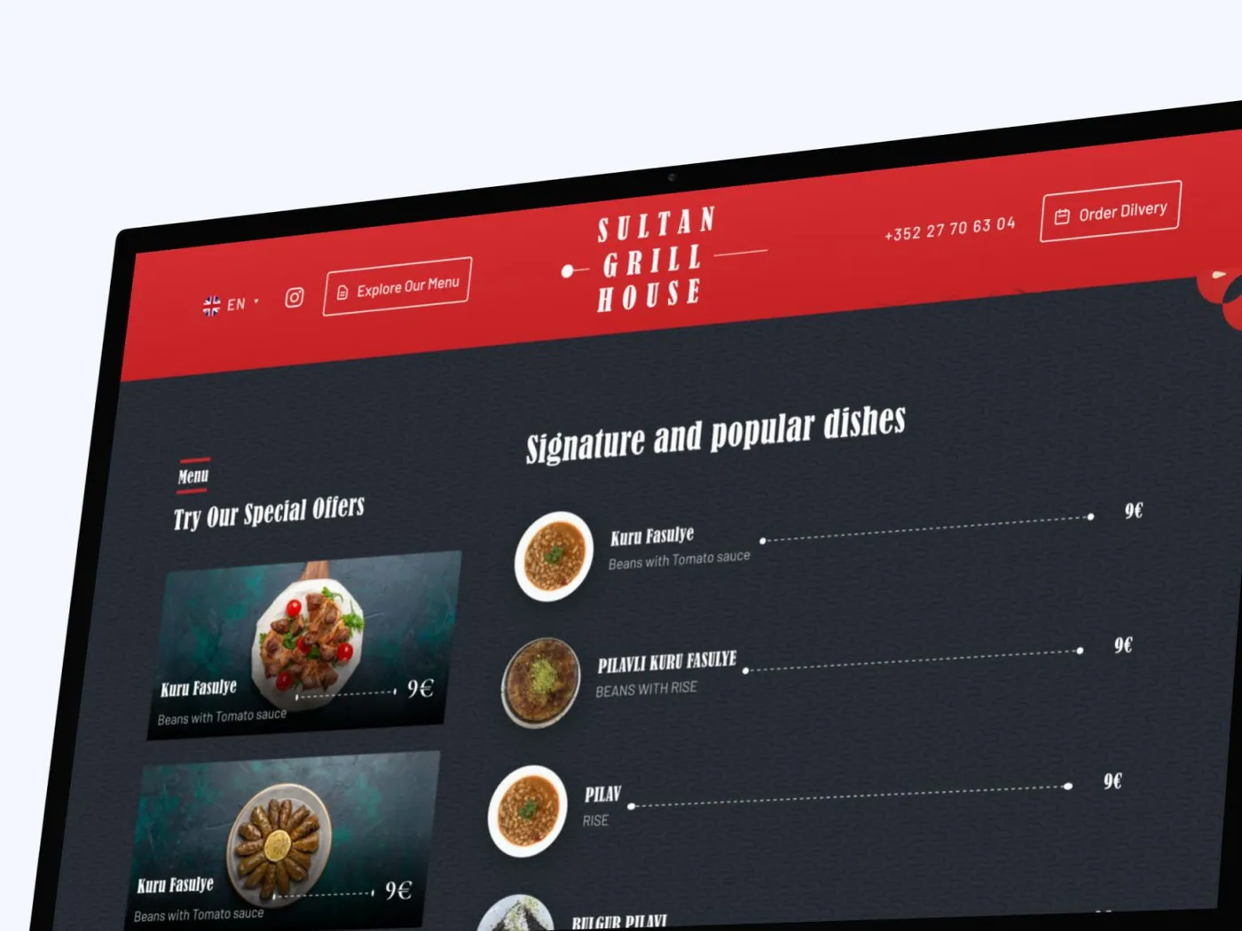 Sultan Grill House Website
