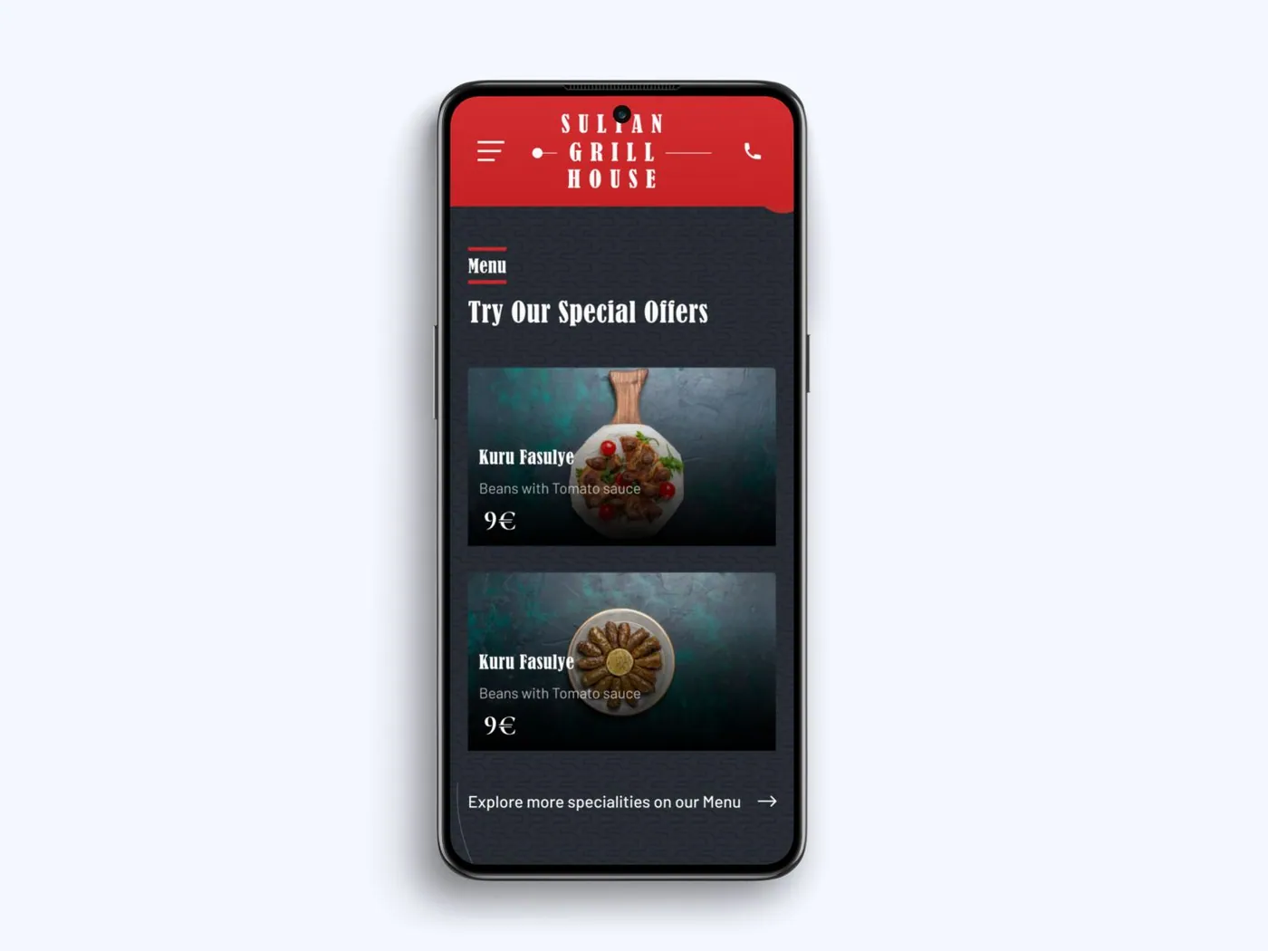 Sultan Grill House Website