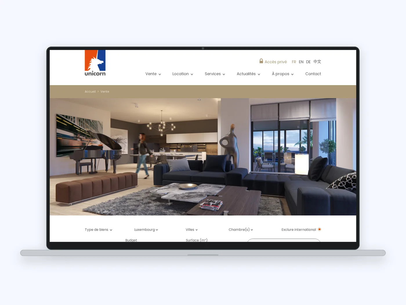 Unicorn Real Estate website screen 1
