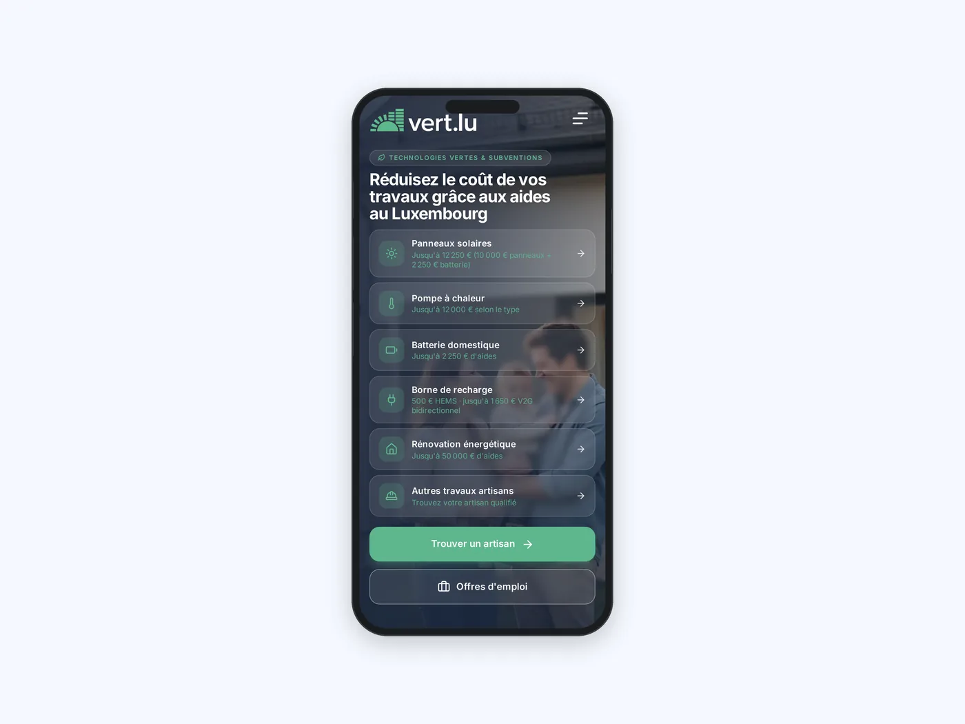 Ansicht 1 der Website vert.lu