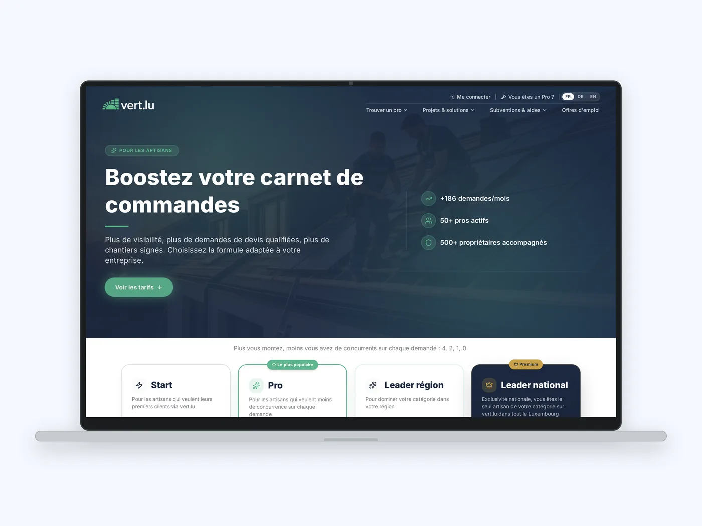 Ansicht 2 der Website vert.lu